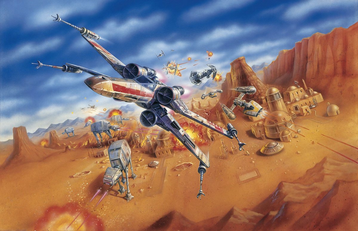 peachflavor3d's tweet photo. The artwork of #StarWars: Rogue Squadron by Greg Winters used on the cover of the #Nintendo64 releases in North America and PAL regions. Usual upscale/clean/retouch process applied. https://t.co/gqmexfWTbq