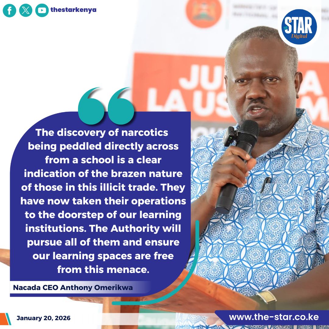 The National Authority for the Campaign Against Alcohol and Drug Abuse (NACADA) officers have raided a suspected drug den located directly opposite the main entrance of Ahero Girls’ High School, where they recovered several packets of cannabis.
The discovery raised alarm among