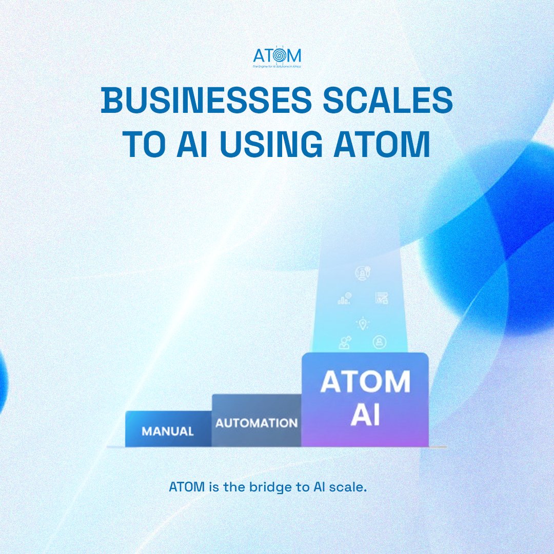 AtomgrpOfficial's tweet photo. Manual processes don't scale, people burn out. 
Costs rise.
AI is how modern businesses scale sustainably.
Atom is the bridge to help your business scale. Choose Atom and start scaling your business profitably and sustainably 
#AI #DigitalTransformation #Workplace #AtomTechnology https://t.co/srL4ZI5cZD