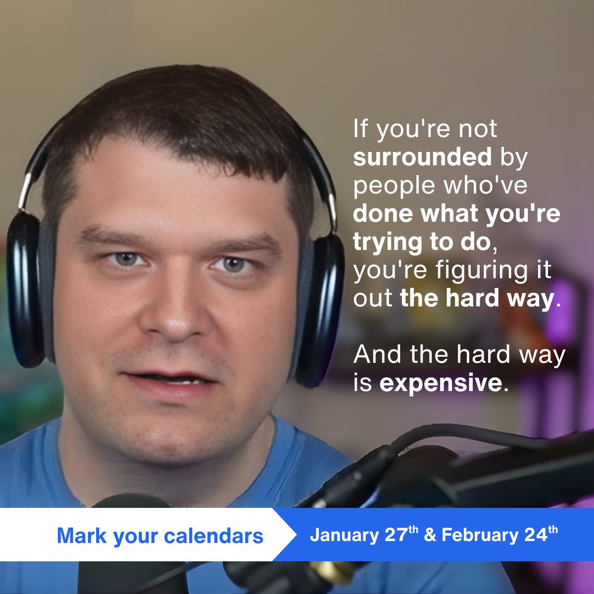 Your network is your net worth. But what does that mean? 

If you're not surrounded by people who've done what you're trying to do, you're figuring it out the hard way. And let me tell you - the hard way is expensive.

I built my career on one principle: get into rooms where