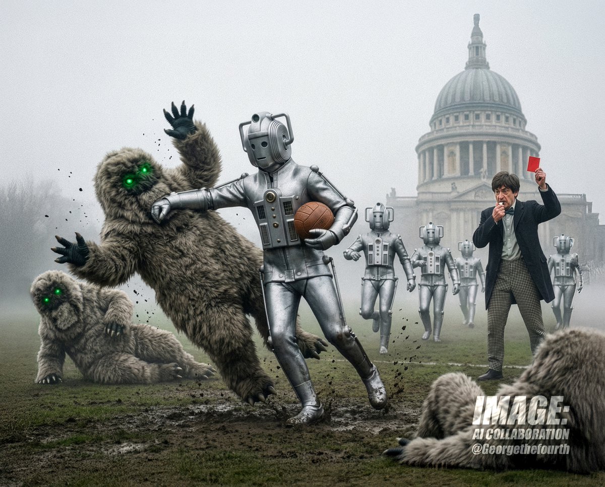 georgethefourth's tweet photo. The Doctor's attempts to resolve the differences between the invading forces via competitive sport was not going as well as he had hoped! #MonsterMatch #DoctorWho https://t.co/zauV6ieGO6