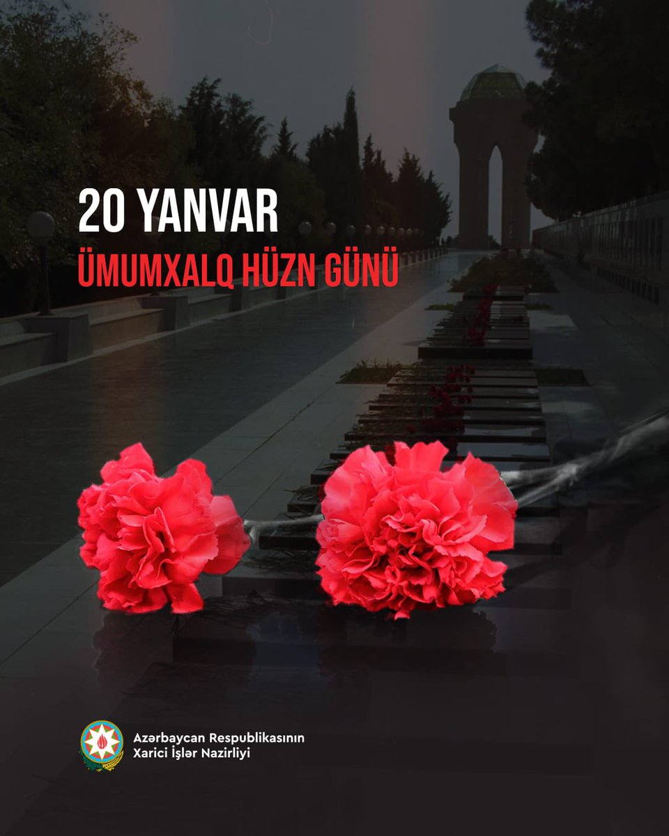 Azərbaycan xalqının müstəqillik mübarizəsinin qəhrəmanlıq səhifələrindən biri olan 20 Yanvar faciəsinin 36-cı ildönümündə ölkəmizin müstəqilliyi və ərazi bütövlüyü uğrunda canlarını fəda etmiş şəhidlərimizin əziz xatirəsini dərin hörmət, ehtiram və qürurla yad edirik.