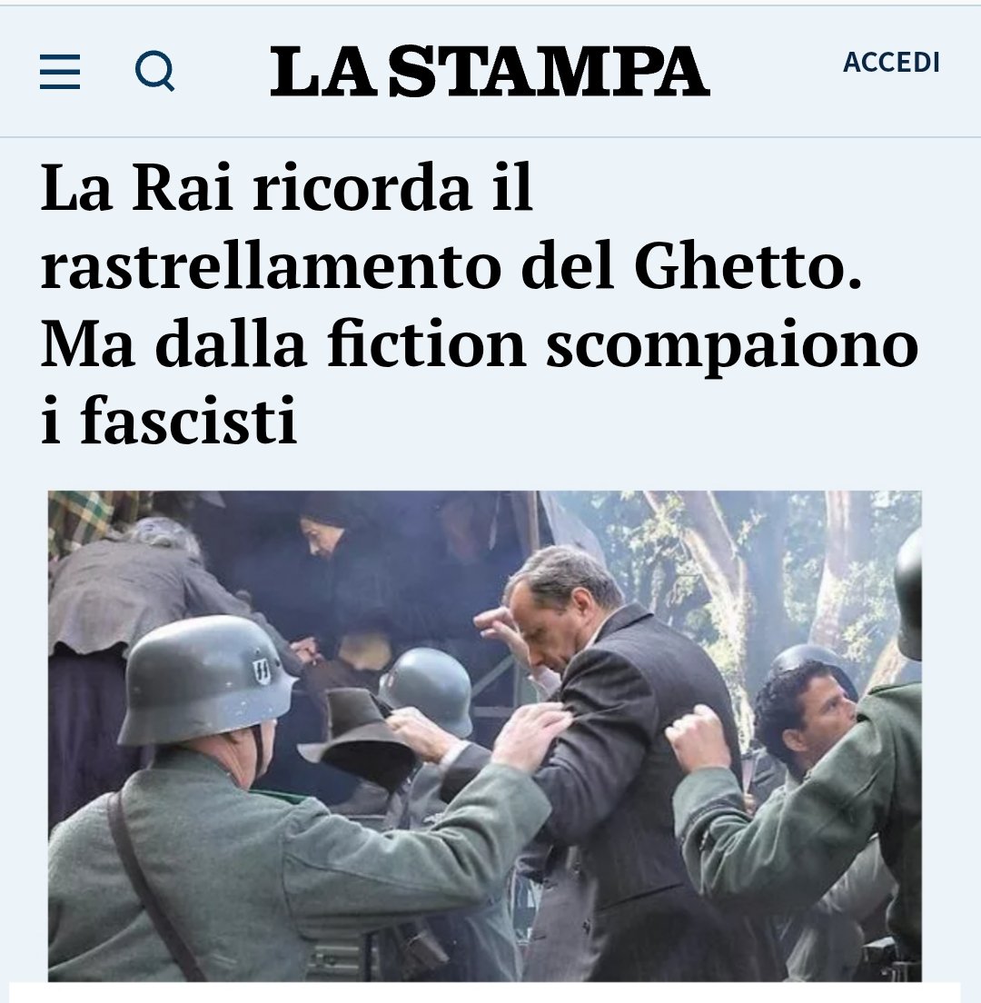 La mini serie in onda in occasione del Giorno della Memoria: «Il nostro non è un documentario». Infatti è una vergognosa mistificazione storica. I fascisti furono complici attivi delle deportazioni di ebrei in Germania e delle numerose stragi di civili italiani. Schifosi.