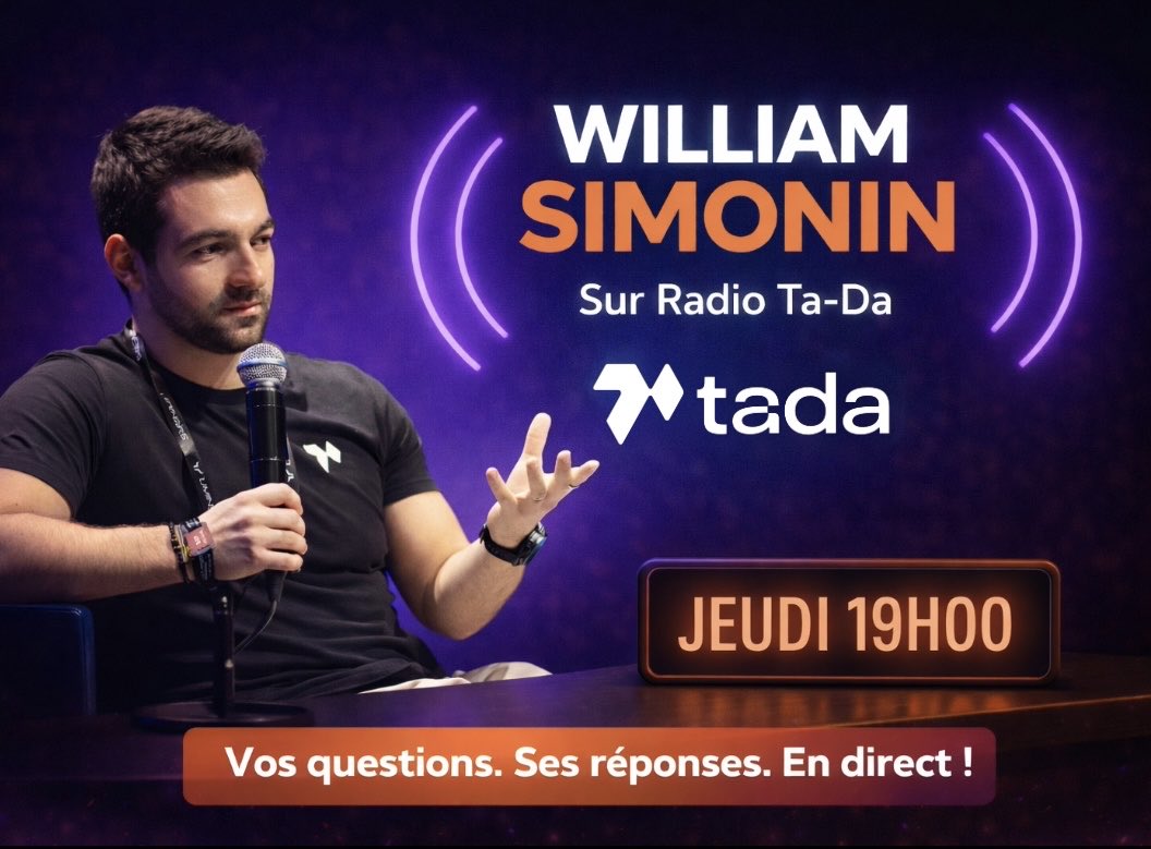 __BibiUs's tweet image. 🎙️ Jeudi à 19h00 : Radio Tada exceptionnelle !

@williamsimonin, CEO de @Ta_da_io, sera en live.
Vos questions, ses réponses, en direct !

👉 Accès au live via Discord :
🔛 discord.gg/ta-da-official

#Tada #TadaCommunity #Web3 #Crypto #AI #AITECH #Blockchain #BTC