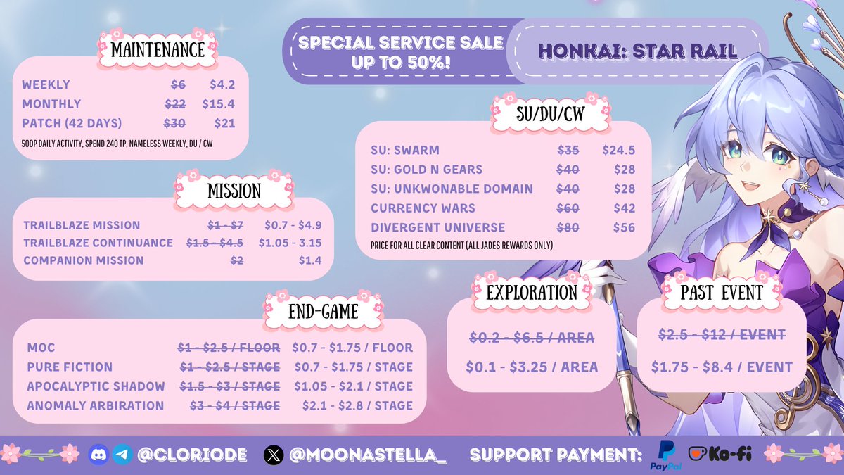 Moona🦋 | 📌 service sale • Genshin HSR WuWa Pilot tweet media
