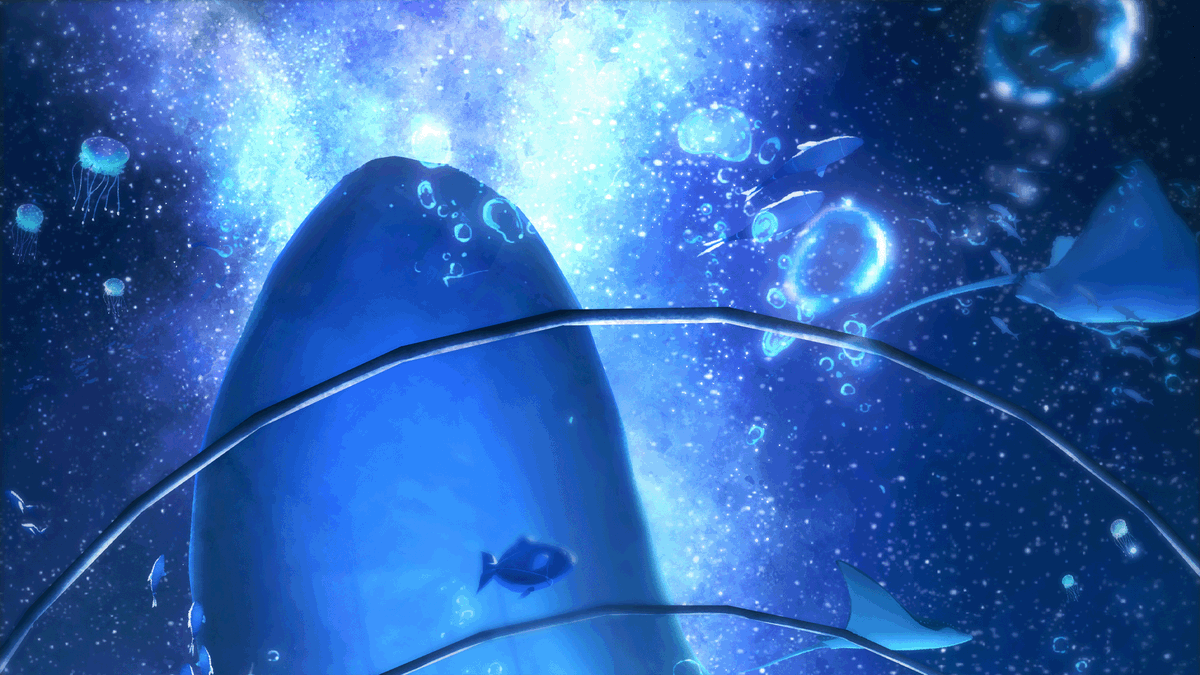 「タップすると宇宙に広がる水族館がみれる」|星乃みずきのイラスト