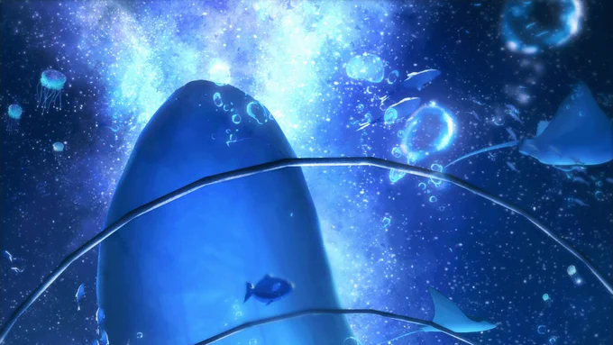タップすると宇宙に広がる水族館がみれる