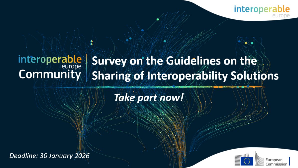 InteroperableEU's tweet photo. For the creation of guidelines on sharing #InteroperabilitySolutions that are reused across EU Member States, we are looking for your real-world experiences and practical needs.

Don't miss this chance to give your feedback! React within 10 days.

👉https://t.co/1mP6LdxPH3 https://t.co/b40DRnUxxT
