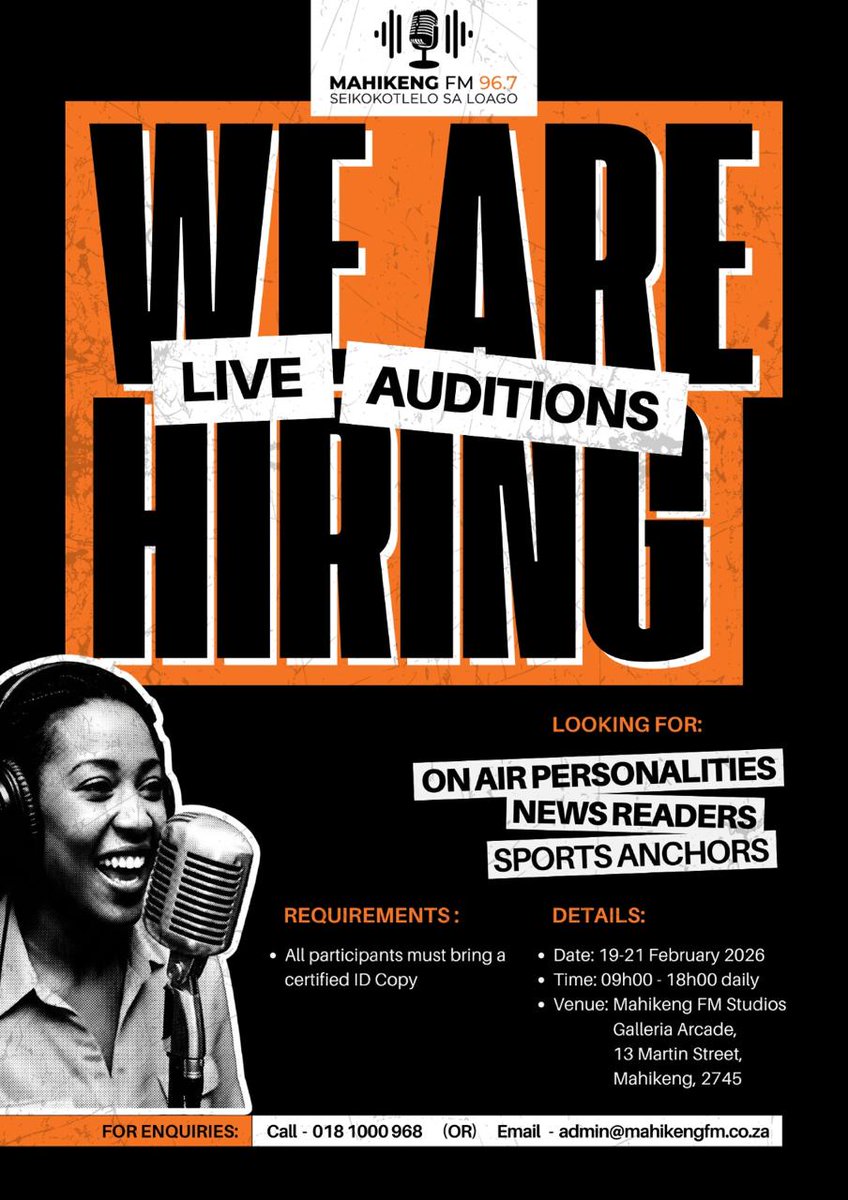 You hear us every day… now it’s your turn.⏳
Radio auditions are coming up soon, and you could be next.😃
Step up, speak up - take your shot behind the mic🎙️
