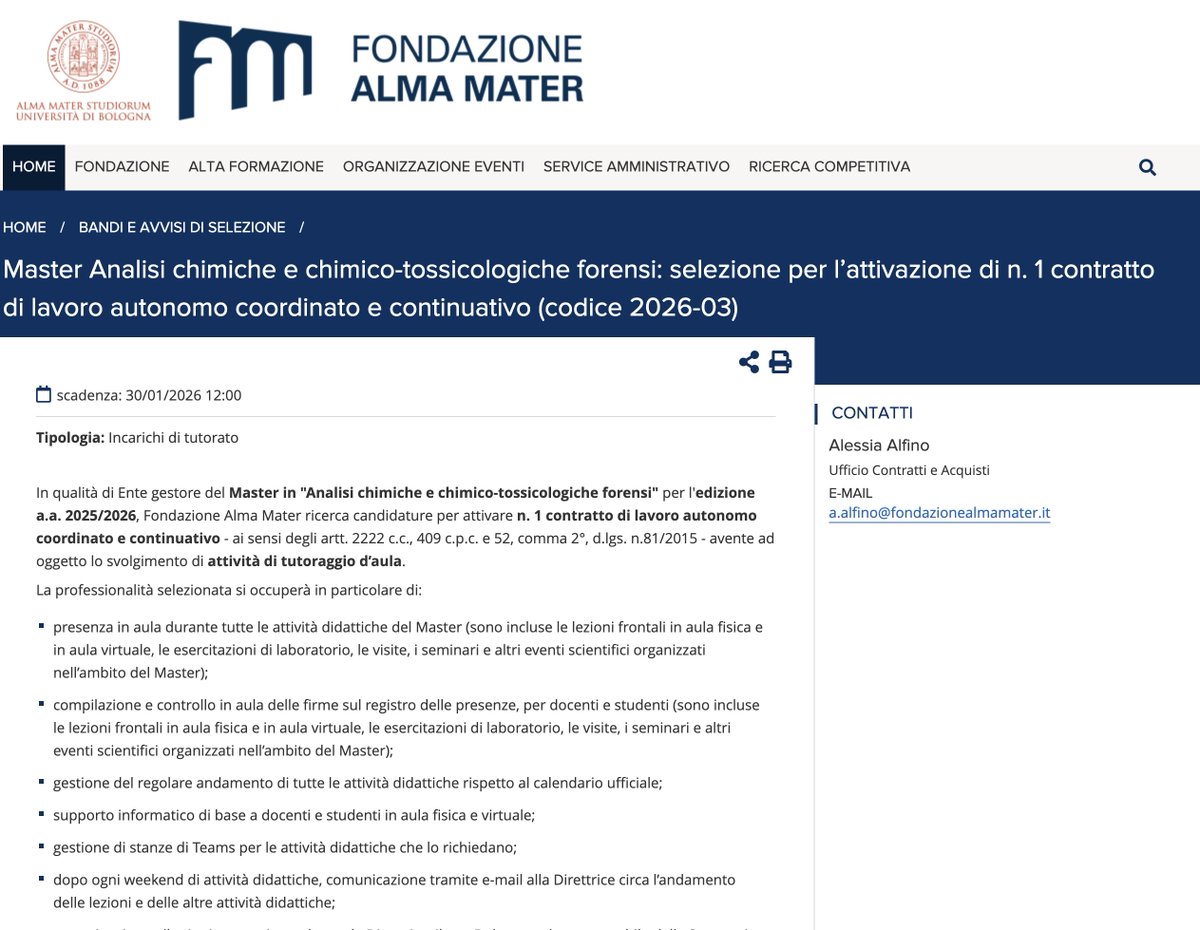 Master in Analisi Chimico-Tossicologiche Forensi tweet media