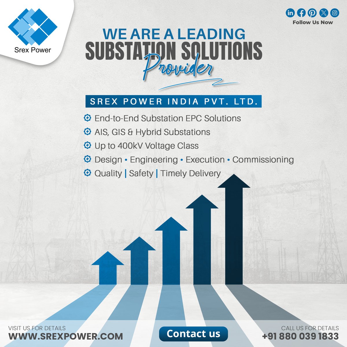 srexpowerindia's tweet photo. ⚡ Srex Power India Pvt. Ltd. is a leading substation solutions provider, delivering end-to-end EPC services across AIS, GIS & hybrid substations. Powering reliable, future-ready energy infrastructure across India. 🚀
#SubstationSolutions #PowerInfra #ElectricalEPC https://t.co/i96mjhonFs