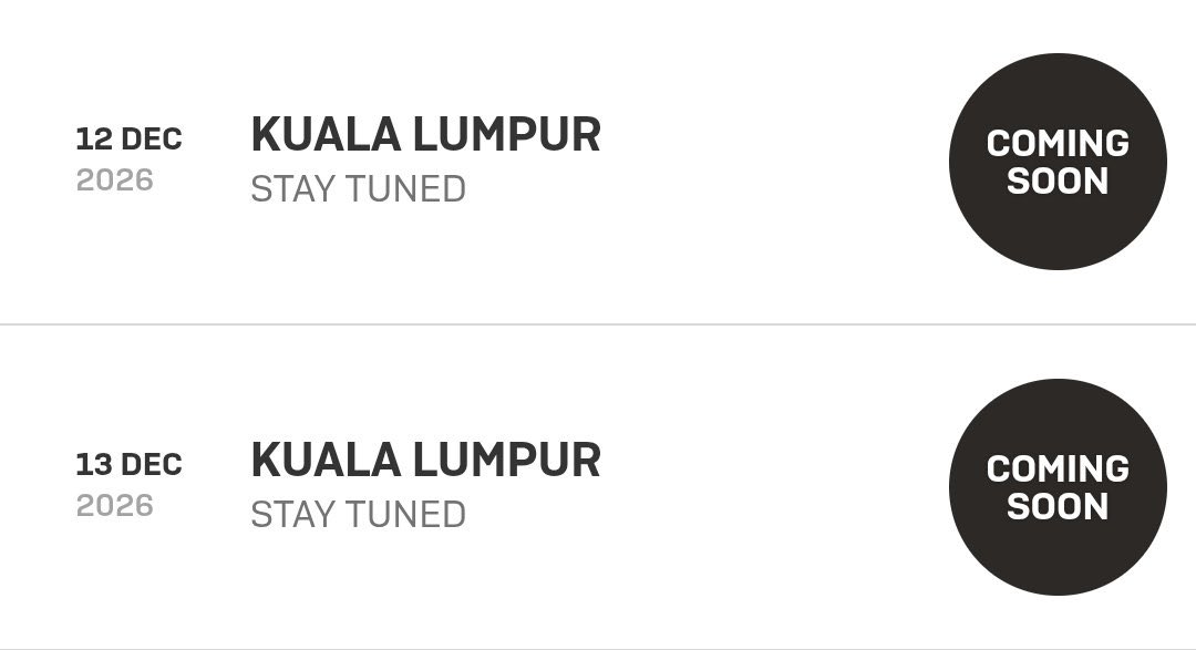 sararkive7's tweet image. The BTS Kuala Lumpur tour tab has changed from ‘Coming Soon’ to ‘Ticket 😱