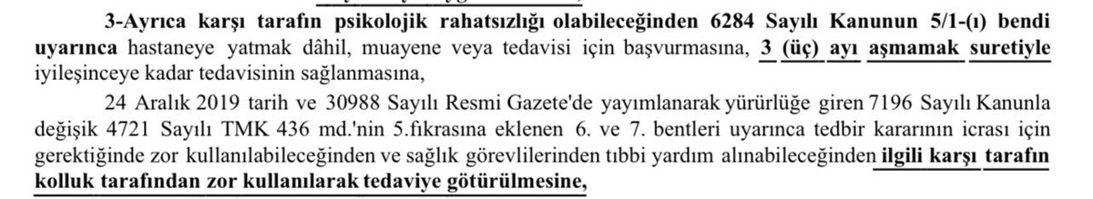 6284’ü mahkemelerinizden ısrarla isteyiniz🥳

İzmir 1. Aile Mahkemesi dün verdiği kararla, koruma talep eden kişiye yönelik defalarca ısrarlı takipte bulunan karşı tarafı, 6284 Sayılı Ailenin Korunması ve Kadına Karşı Şiddetin Önlenmesine Dair Kanun kapsamında 3 ayı aşmamak üzere