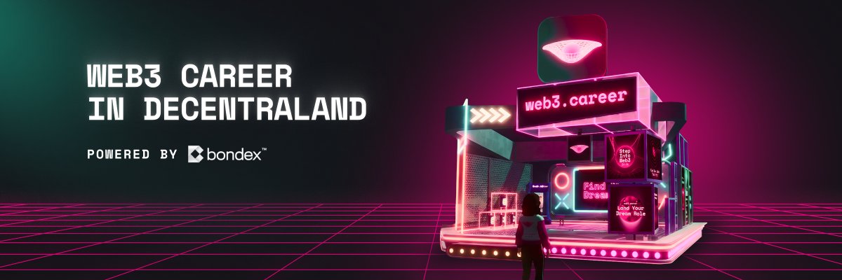 Announcing: <a href="/Web3Career/">Web3 Career - Blockchain, Solidity and Crypto Jobs</a> in <a href="/decentraland/">Decentraland</a> | Powered by <a href="/bondexapp/">Bondex</a>
- Learn in our monthly career workshops
- Claim EXCLUSIVE wearables
- Virtual Job Board
- New Web3 Career Community