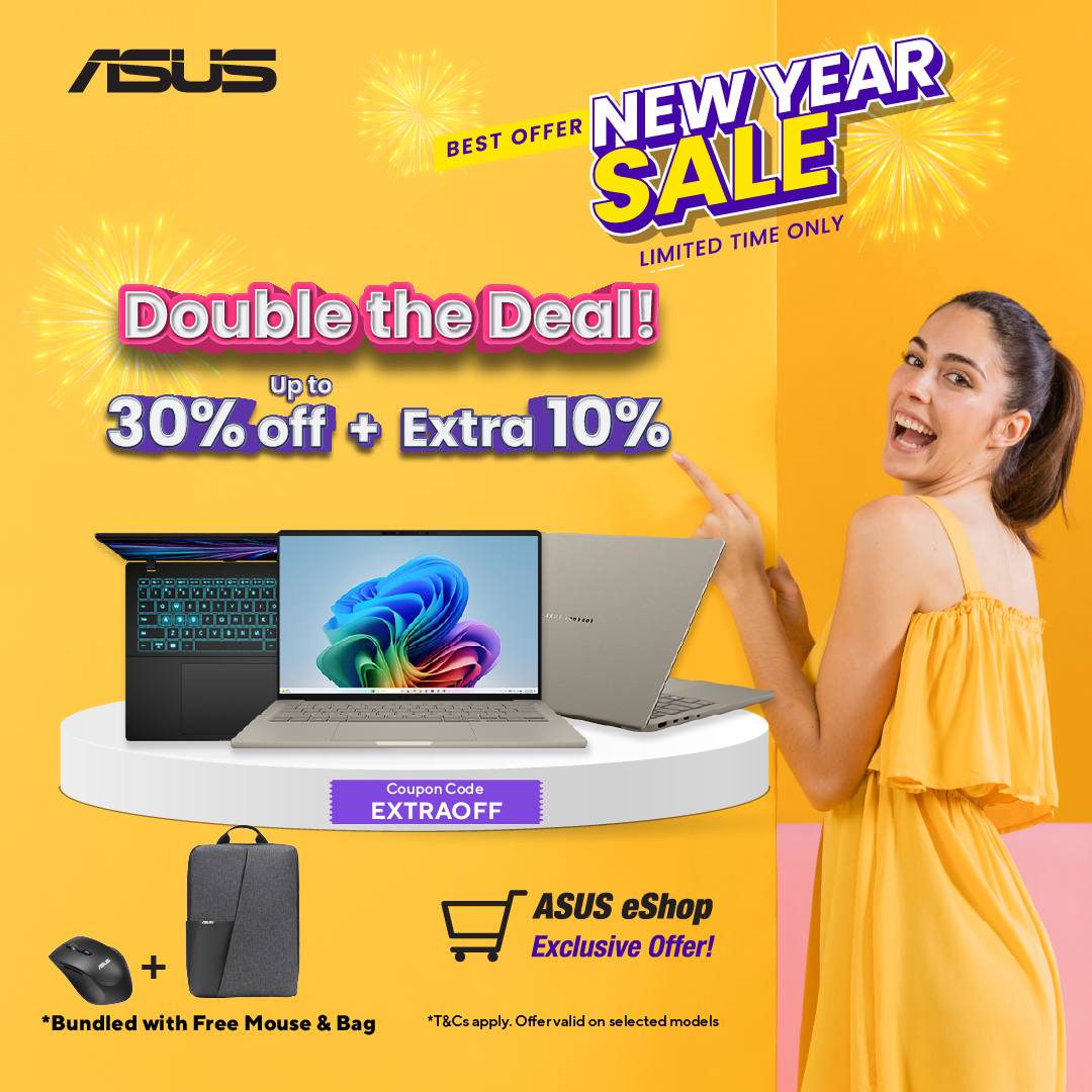 🔥 Up to 40% OFF ASUS Laptops
Get up to 30% off selected models + extra 10% OFF with code EXTRAOFF.
Upgrade smarter today 💻⚡
 
ae.asus.click/asus-offers
 
#ASUS #NewYearDeals