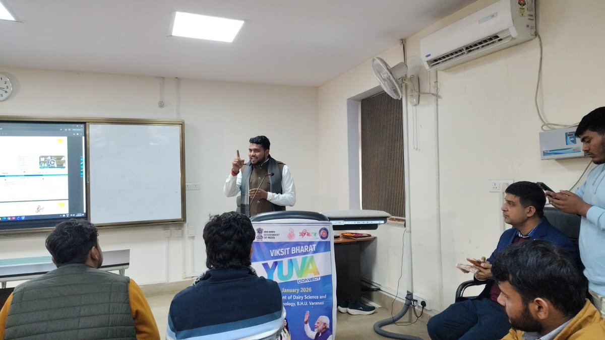 NSSRDUPUK's tweet photo. Viksit Bharat Yuva Connect Programme organized by NSS Unit of Department of Technical Dairying BHU, Varanasi Uttar Pradesh on 19.01.2026

#YuvaConnect #MYBharat #VBYCP

@YASMinistry @mansukhmandviya @khadseraksha @MYBharatHQ @_NSSIndia https://t.co/oIyRVzWbSS