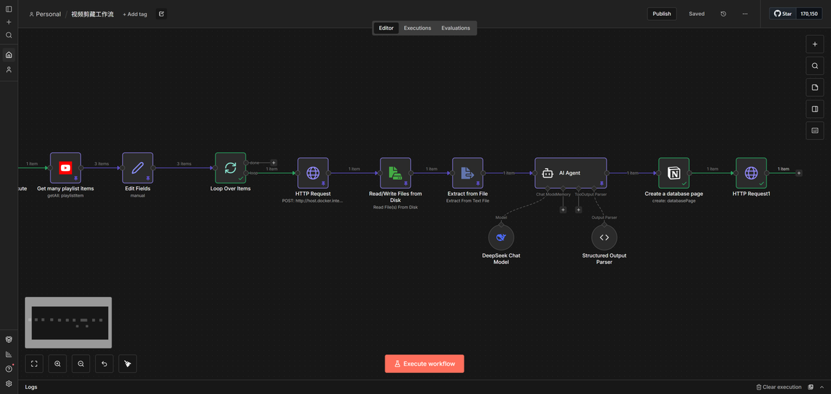 Linbintalk's tweet image. 学不完，根本学不完。搭建了一个工作流：自动保存我在 YouTube、B站、小宇宙、抖音点赞的内容到本地，然后转录成文字、生成摘要，再按时间轴提取核心观点，方便以后二刷。本来打算用 Notion展示，结果发现它没法实现“点击跳转到视频具体位置”的功能，只能改用 Obsidian 配合插件解决。虽然之前简单玩过…