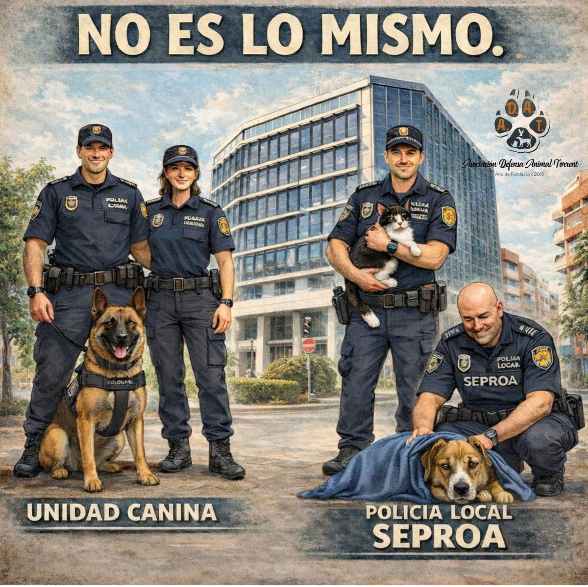 AsociacionADAT's tweet image. NO ES LO MISMO EL SEPROA Y LA UNIDAD CANINA. #TORRENT, #VALENCIA.

A raíz de un post publicado en la tarde de ayer en RR.SS por el Ajuntament de Torrent, se ha tratado de generar total confusión entre dos unidades policiales muy distintas, pero que en el...