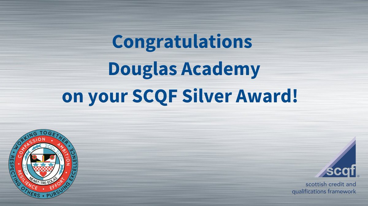 SCQFPartnership's tweet photo. Well done to @DouglasAcad on achieving silver in the #SCQF School Ambassador Recognition Programme! 🥈
This is a fantastic achievement that highlights the @EDCouncil school's commitment to expanding its range of learning pathways. 
Visit https://t.co/hBb0kc3AYu
#AllLearningCounts https://t.co/TCsnCmgNGN