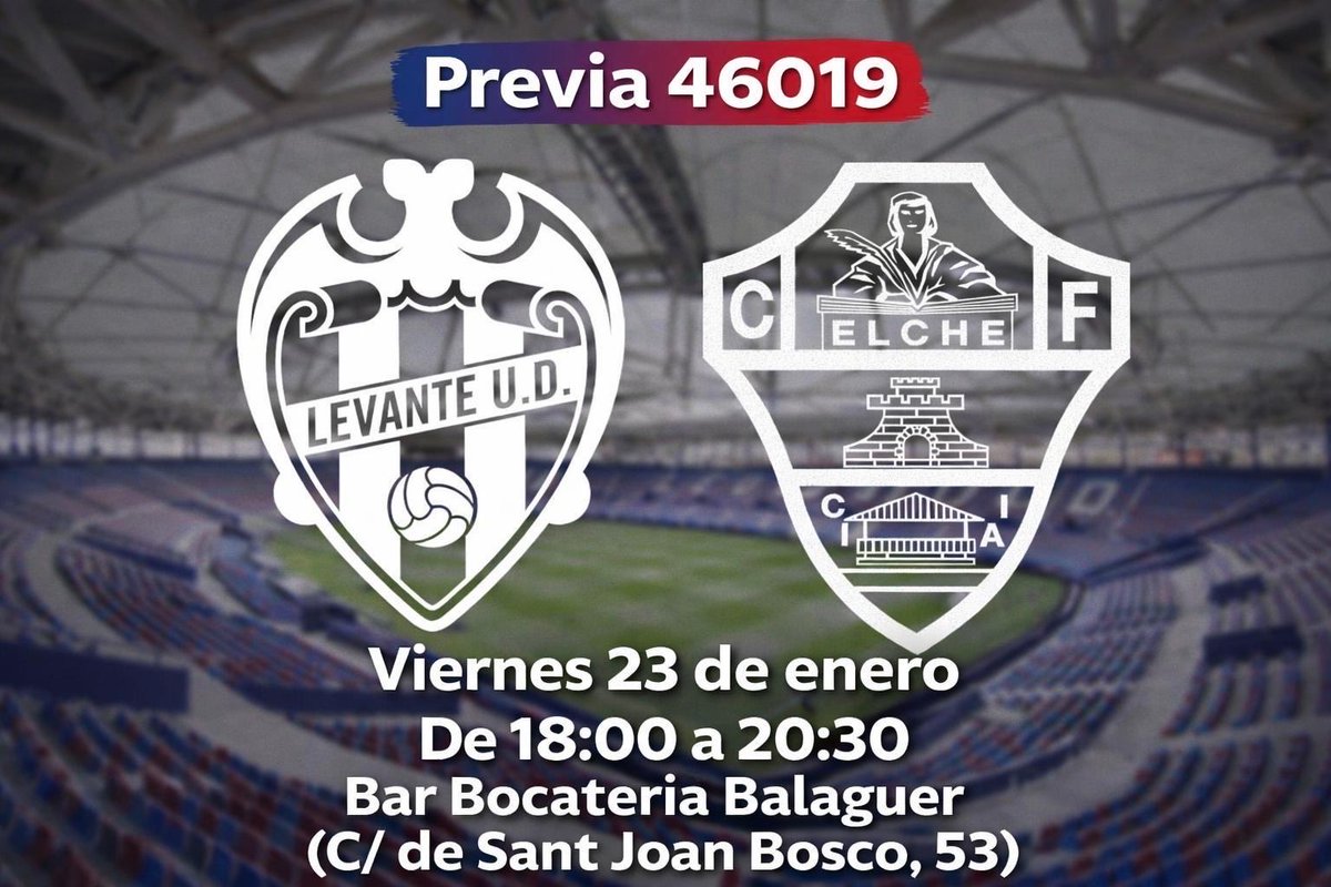 PREVIA GRANOTA 🔴🔵

Este viernes calentamos motores antes del Levante UD – Elche CF 💪⚽

📍 Bar Bocatería Balaguer
🗓 Viernes 23 de enero
⏰ 18:00–20:30

Buen ambiente, risas y muchas ganas de animar al Levante UD 🐸🔥
¡Nos vemos en la previa!