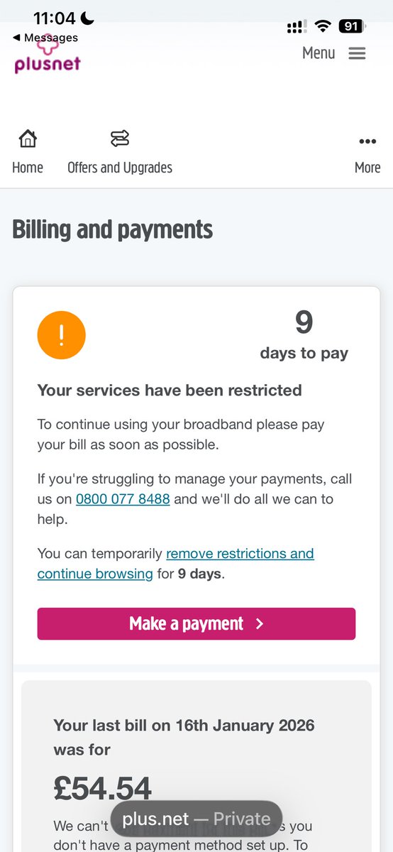 GarnishtheDave's tweet photo. @Plusnet hi, I don’t want your service anymore and there is no option to cancel so I just stopped paying. Can you cancel it? And #makeitstop, #plusnet https://t.co/faRsdi8mzj