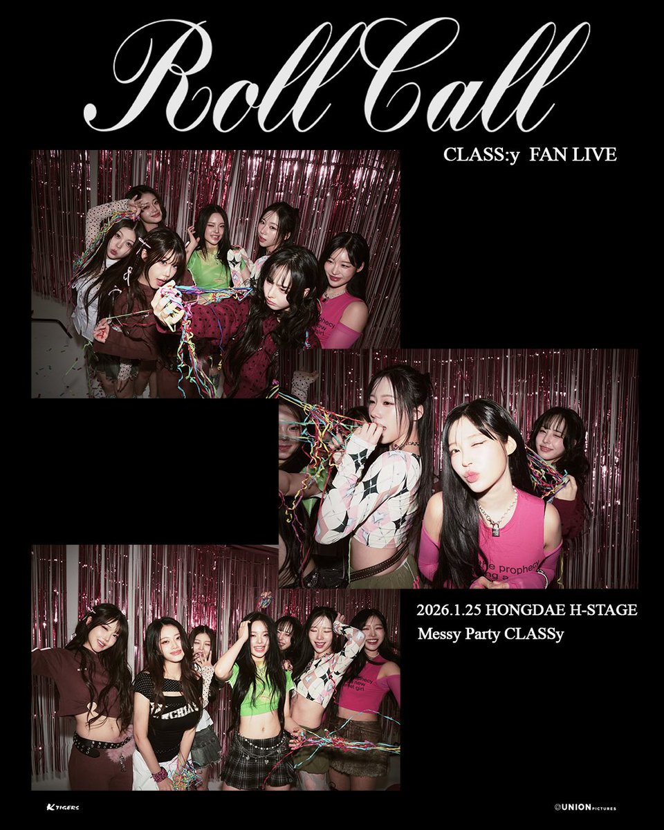 [2026 CLASS:y <ROLL CALL>] 
2차 포스터 공개 

[공연정보]
공연 일시: 2026.01.25(SUN) 14:00, 18:00(KST)
공연 장소: H-stage 홍대

[특전회 정보]
사진회, 폴라회, 사물사인회, 영상회, 포토카드 낙서회

#CLASSy #클라씨 <a href="/CLASSy_twt_/">CLASS:y(클라씨)</a>