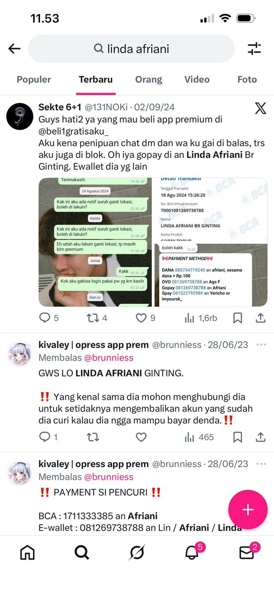 fiblll's tweet image. JANGAN LUPA DI AKUN SEBELUM @pedagdang / ravaryn juga ya kakk 🤗👋🏻

yg ku ss gatau valid apa engga soalnya AN BCA nya sama, bahkan kalaupun iya uda problem dari 2023 🥹 kalau bukan aku yg bongkar, gimana nasib2 buyermu yg udh kamu tipu ? bukan cuma 1 / 2 buyer aja