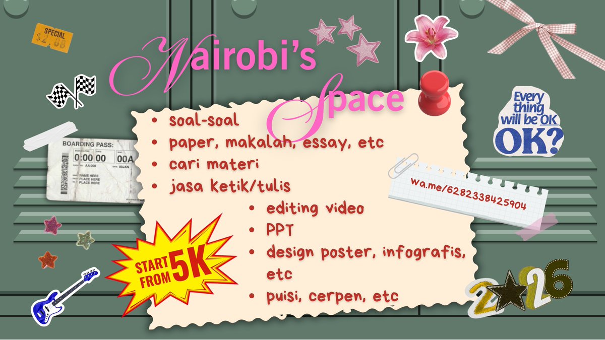 28i911's tweet image. haiii everyone. aku buka joki tugas nihh buat anak sd-kuliah juga bisaa. yang mau order bisa chat nomer di profile aku yaa🙆‍♀️ #zonauang