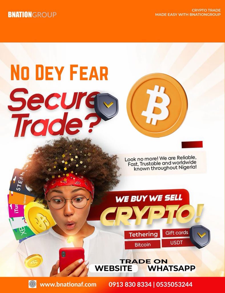 At Bnation Group , you are guaranteed of secure, stress free transactions.  No scam zone over here. Trade with us to see for yourself.. #bnationgroup # cryptocurrency #giftcards