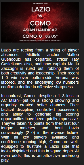 sports_btc_mngr's tweet photo. WOW – 3/4 Picks ✅✅✅ this weekend for the @BetInAsia Newsletter! 🔥

COMO +0 Asian Handicap @ 2.05 crushed Lazio 0-3!  

Weekend profit: +2.11 Units 💰  
Season: +7 U | 7.14% ROI  
Since starting Newsletter: +40 U | 6.63% ROI  

Top leagues only. Who's joining the ride? 👇 https://t.co/pv2TP15RGa