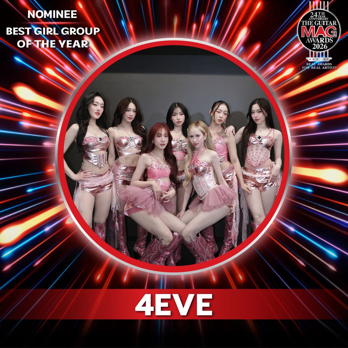 ทุกปีเข้าชิง 2 รางวัล ปีนี้เข้าชิง 3 เลย เก่งมากเจ้าก้อนทั้ง 7 พร้อม vote จ้า 23 มกราคมเริ่มเลย
#4EVE #PopularVote #BestInternationalSongOfTheYear
#BestGirlGroupOfTheYear
#TheGuitarMag
#TheGuitarMagAwards2026