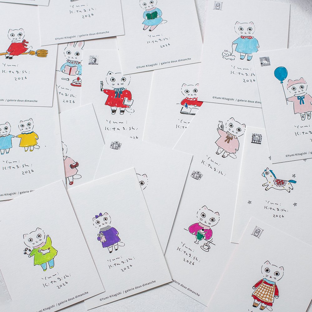 douxdimanche's tweet image. 📯 HAPPY BAG 2026 📯
ほぼ日手帳オリジナルサイズ本体とカバーのセット7,150円（税込）をご購入いただいた方に、北岸由美さんイラストの紙もの雑貨をいろいろセットにして差し上げます🛍️

スペシャル特典として、北岸さん直筆イラストサインカードも入っています💘

2dimanche.shop-pro.jp/?pid=190194672