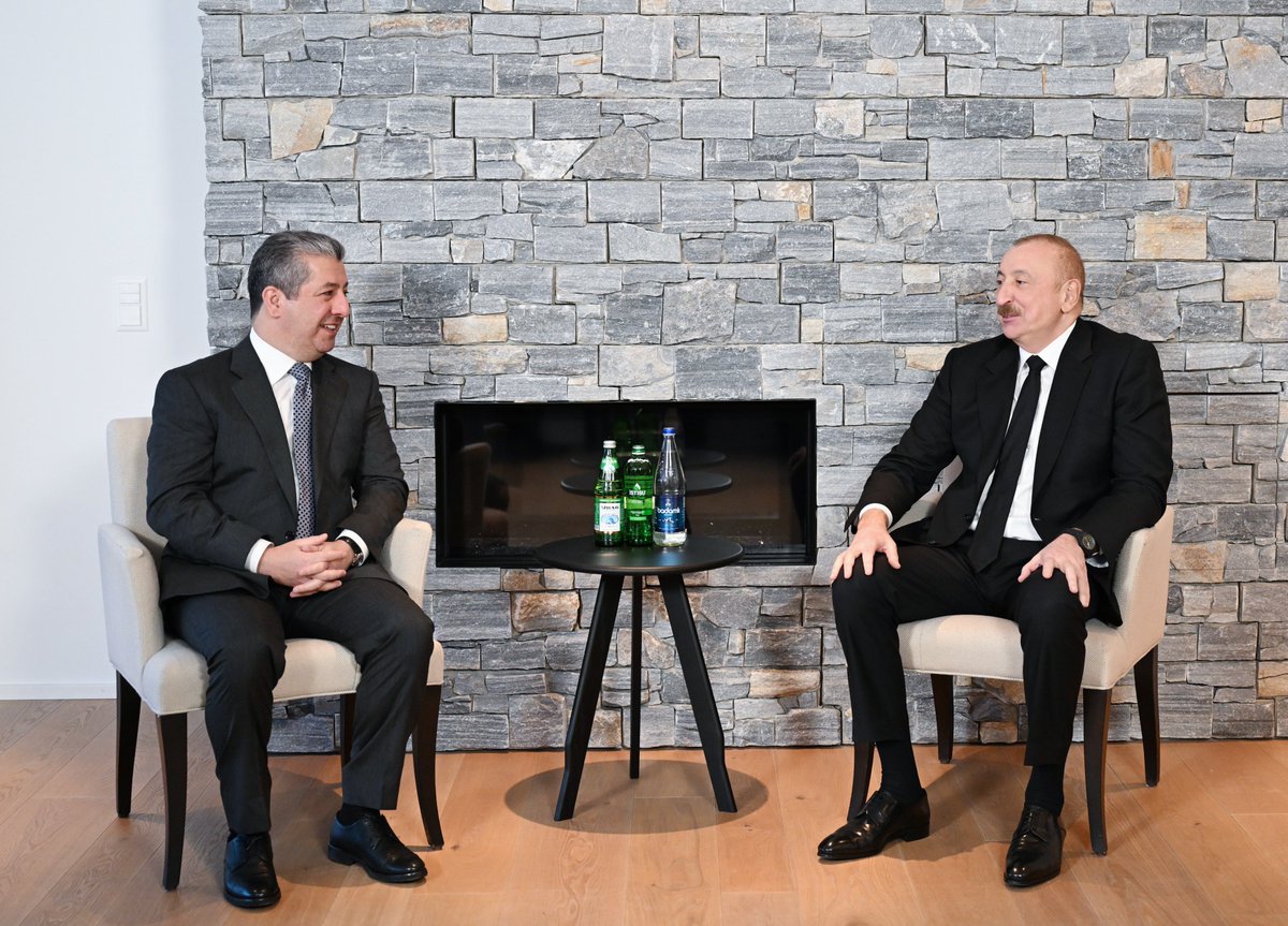 presidentaz's tweet image. President Ilham Aliyev met with Prime Minister of the Kurdistan Region of Iraq in Davos.

president.az/en/articles/vi…
