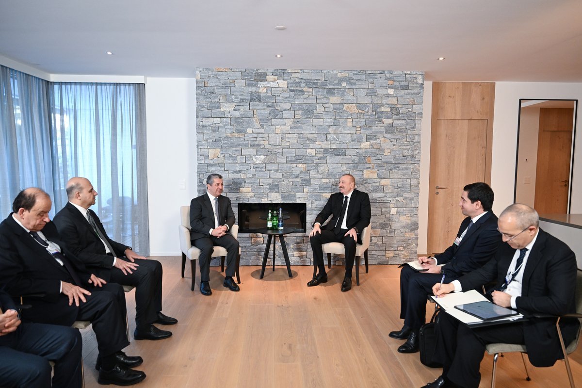 presidentaz's tweet image. President Ilham Aliyev met with Prime Minister of the Kurdistan Region of Iraq in Davos.

president.az/en/articles/vi…