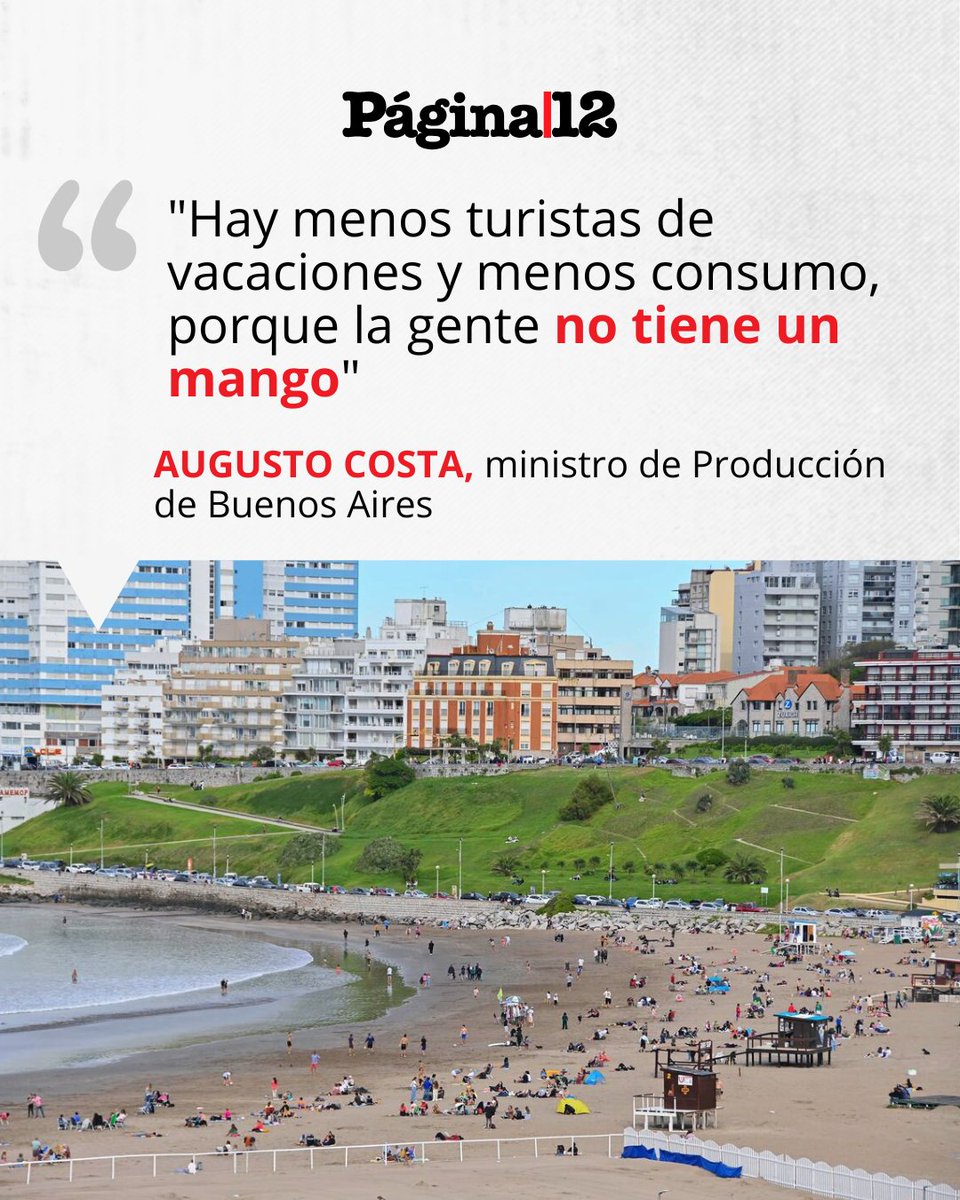 Augusto Costa cruzó a Daniel Scioli por los números del comienzo de la temporada de verano: “El sector turístico necesita políticas serias, no funcionarios que militan gráficos y porcentajes que no dicen nada" pagina12.com.ar/2026/01/19/hay…