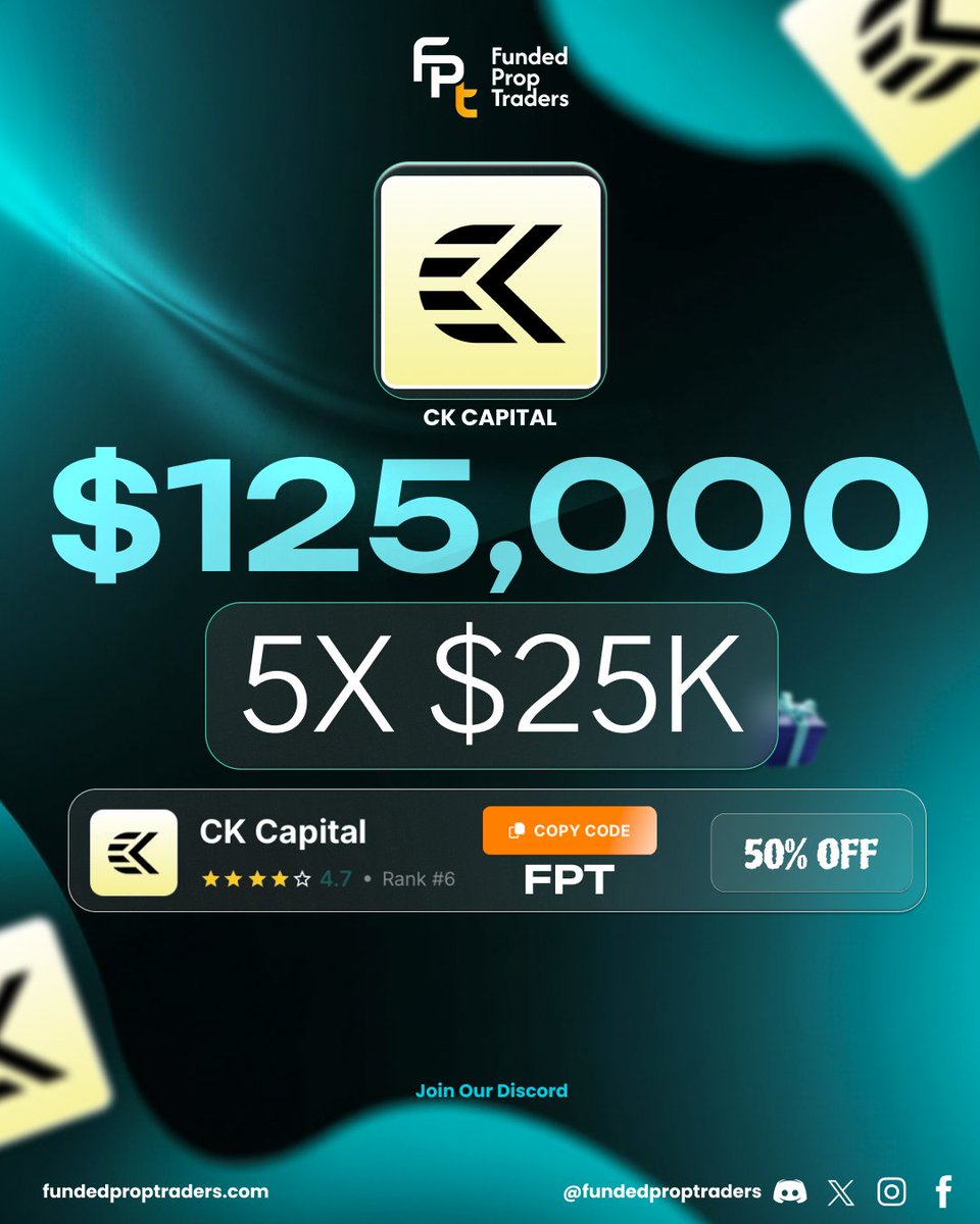 fundproptraders's tweet image. $125,000 IN FUNDING IS UP FOR GRABS!

We’re teaming up with @ckcapitaluk_  to give FIVE lucky traders a $25k eval account each. 

How to enter
1️⃣ Like &amp;amp; RT 🔁 
2️⃣ Follow @fundproptraders  
3️⃣ Tag 3 trading floor buddies below! 👇
 4⃣ Comment your funded goal for the month