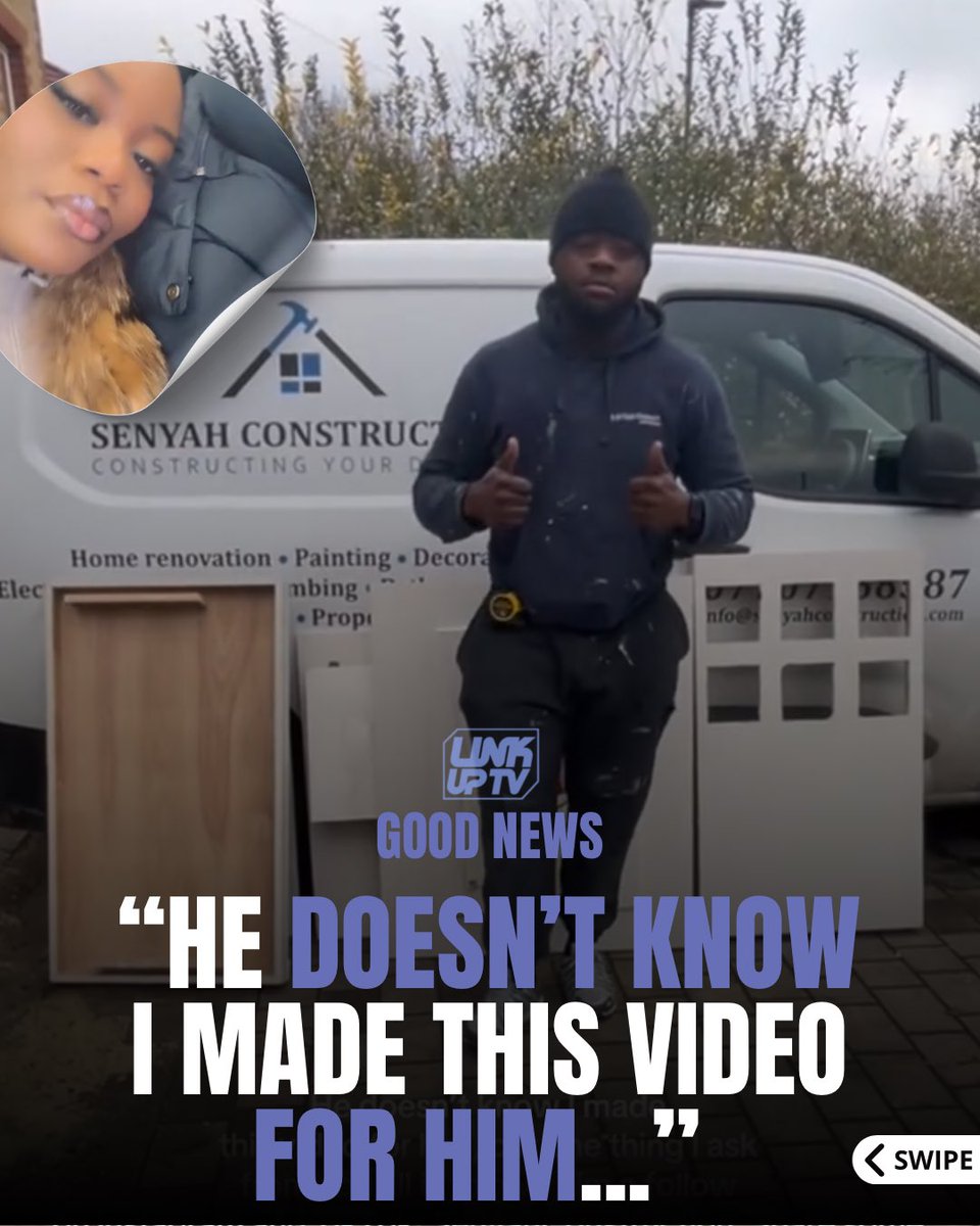 linkuptv's tweet image. Proper 👏👏 He’s about to get flooded with work 🙏 And what a blessing to have a supportive partner like this, things we love to see 💙

♻️ senyahconstruction