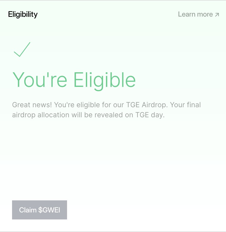 ETHGas 可以查询空投了

ethgasfoundation.org/token/

明天21号进行空投

也可以去ETHGas foundation官网进行查询