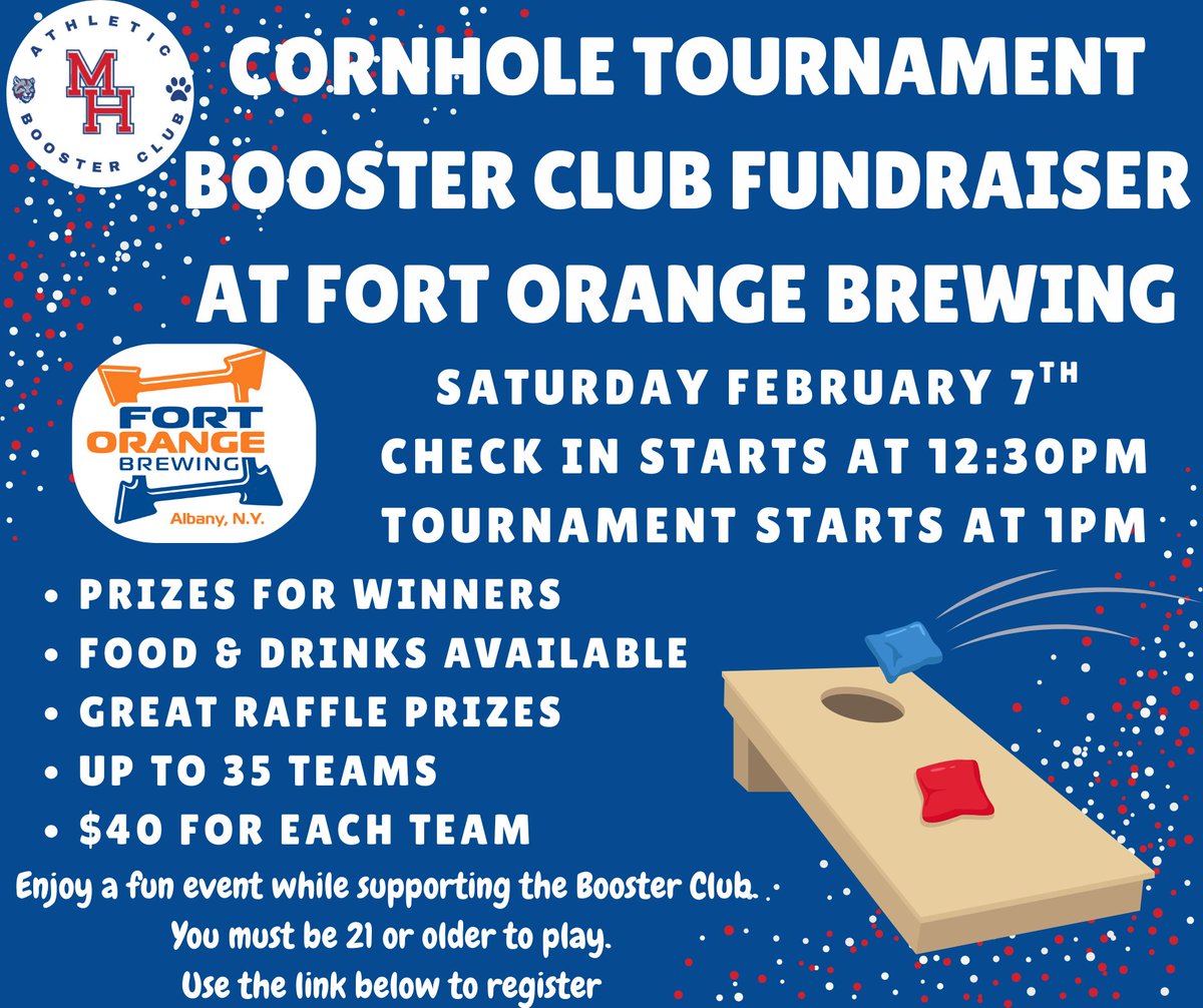 Our Cornhole Tournament is quickly approaching! Please consider signing up for a fun night out, a chance to win prizes, and help out a great group of athletes! Thank you!!