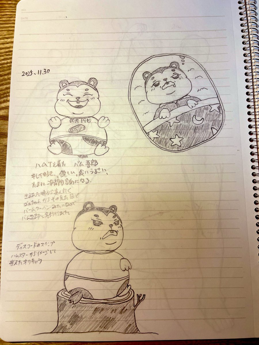 イラスト描き始めた時に、Discordのスタンプでイメージして描けたオリジナルキャラ。 バム吾郎。  色んな絵描きたいけど、たまにはオリジナルの絵描いておくのも楽しいな。 絶対上手くなろ！！ #イラスト初心者