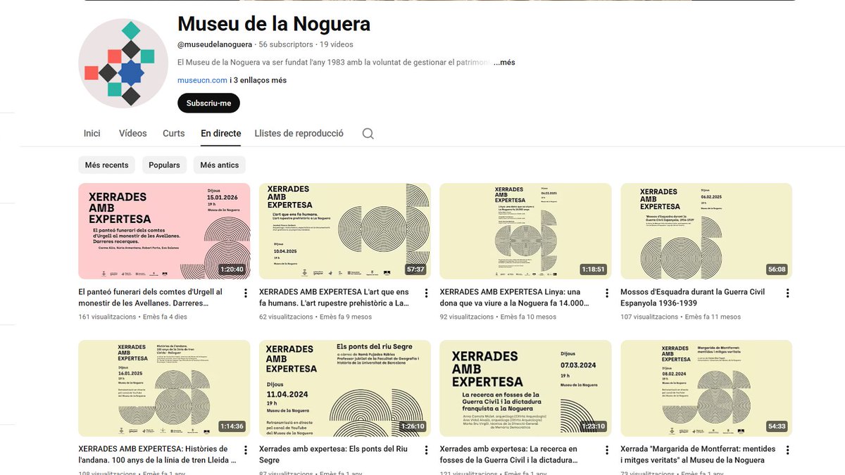 ▶️ Si et vas perdre l'emissió en directe de la Xerrada amb Expertesa 'El panteó funerari dels comtes d'Urgell al monestir de les Avellanes. Darreres recerques', recupera-la al nostre canal de YouTube
youtube.com/@museudelanogu…

També hi trobaràs penjades les edicions del 2024 i 2025