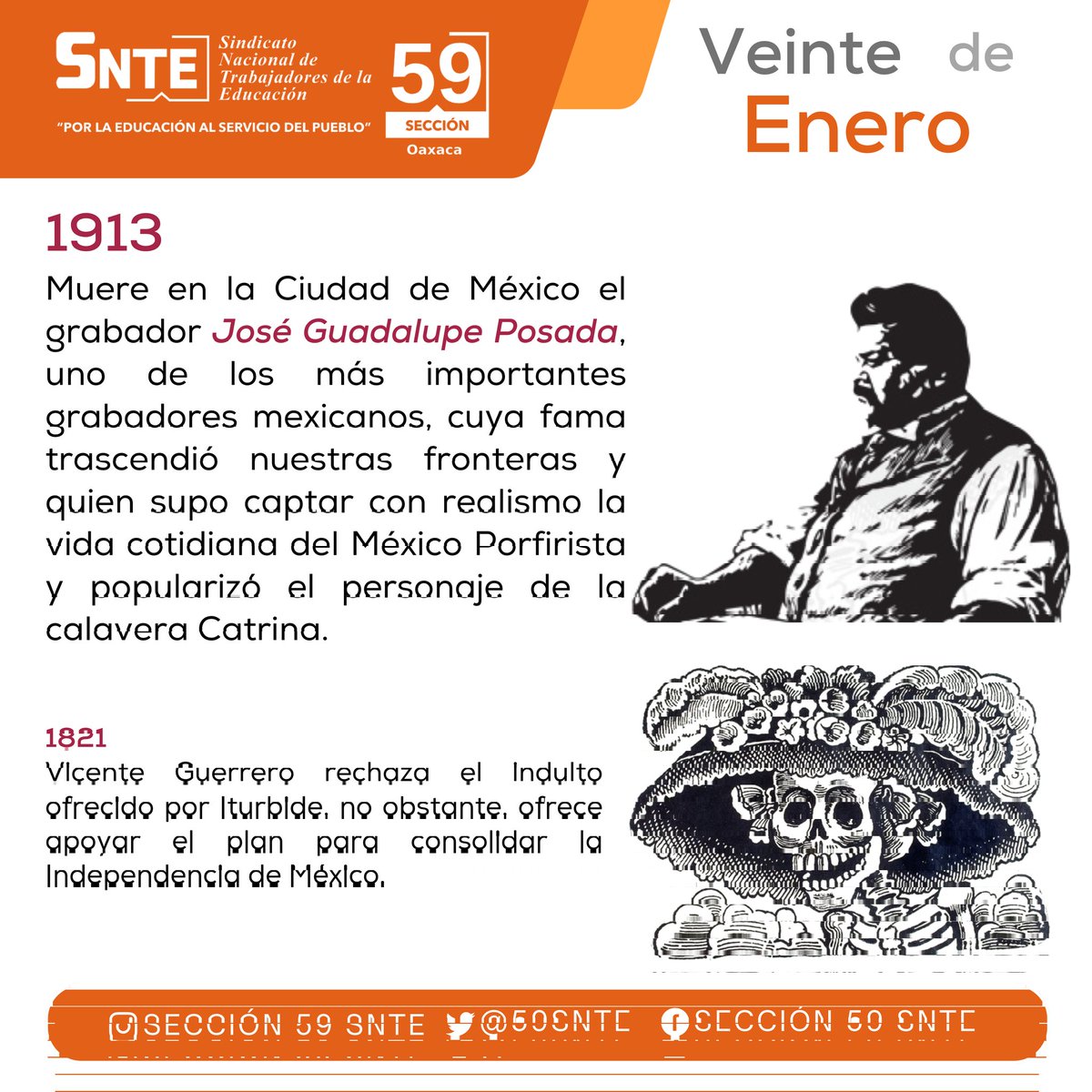 #UnDíaComoHoy de 1913, murió en la Ciudad de México, uno de los más importantes grabadores mexicanos, 
José Guadalupe Posada, cuya fama trascendió fronteras y quien supo captar con realismo la vida cotidiana del México Porfirista y popularizó el personaje de la calavera Catrina.