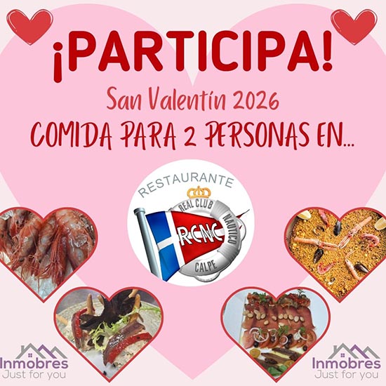 Inmobres's tweet image. Sorteo de San Valentín 2026: y gana una comida para 2 en el @restaurantercncalpe

¿Cómo participar?
❤️ Entra en nuestro facebook o instagram y sigue los pasos.
🍀 ¡Suerte a todos!

👉 inmobres.es/sorteo-de-san-…

#Calp #Inmobres #RestauranteClubNautico #Sorteo #CostaBlanca