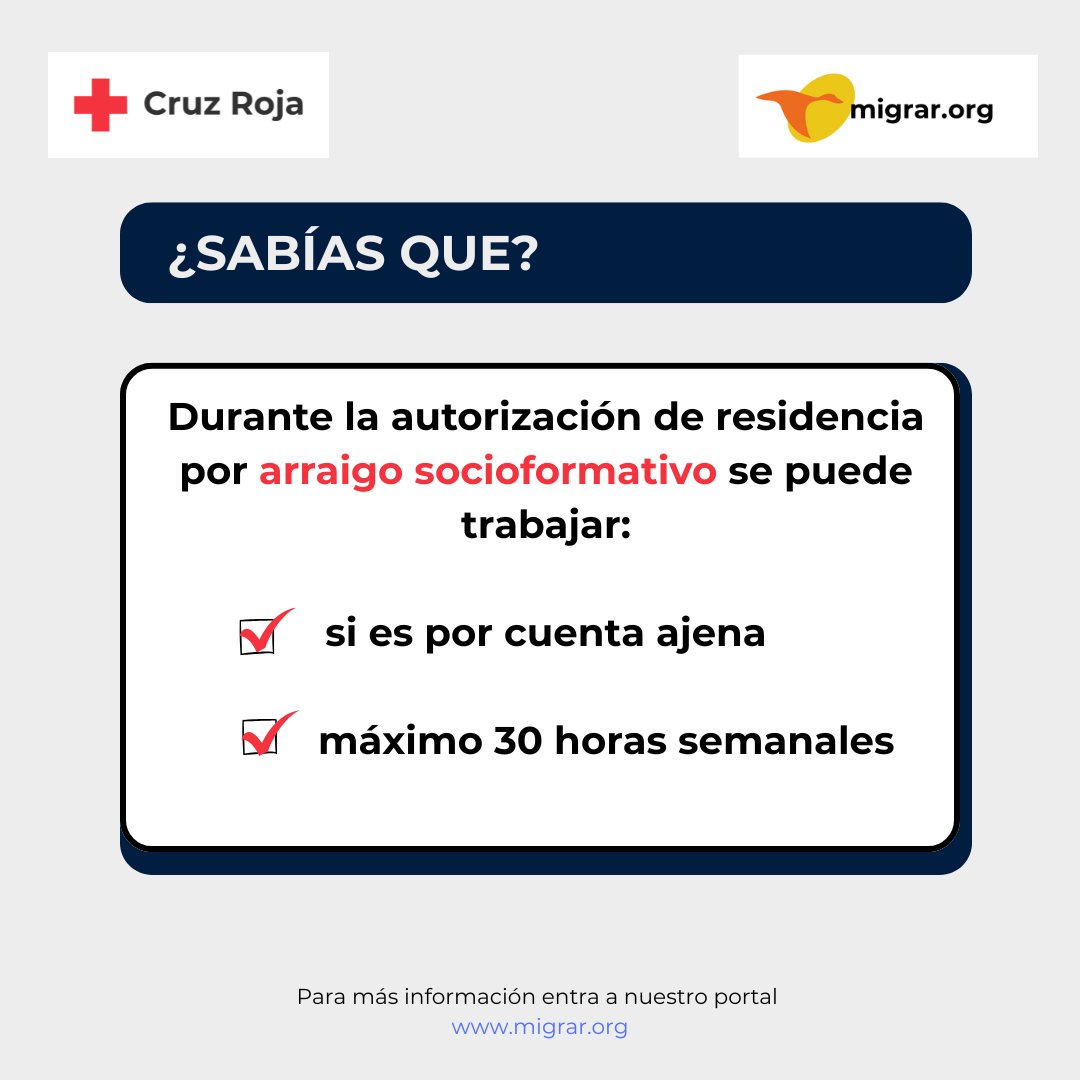👩‍🎓El arraigo socioformativo es una autorización de residencia y trabajo temporal que pueden solicitar aquellas personas que estén matriculadas o cursando ciertas titulaciones específicas.
⚠️ Hay más requisitos.
🤝Consúltanos en migrar.org. ¡Estamos para ayudarte!