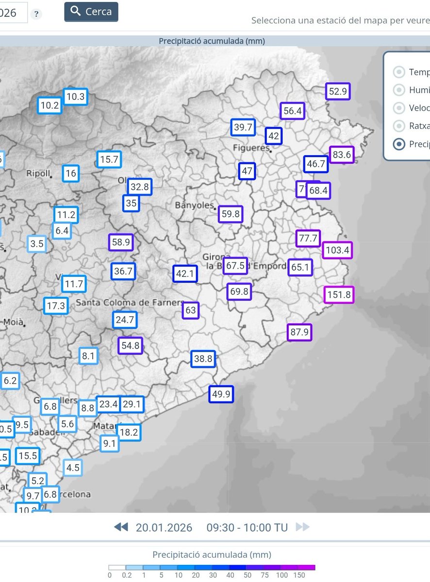 Vakapiupiuu's tweet image. Al Baix Empordà hi van caient 10 a 11 litres/m² cada mitja hora...queden mínim 4 a 6 h de #llevantada 20 #gener2026...I just o quasi 6 anys després del #Glòria