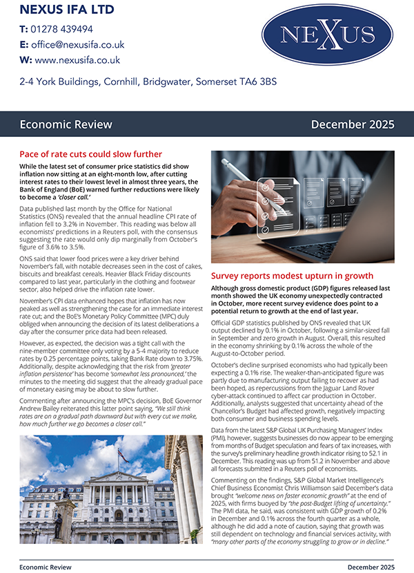 In our Economic Review of December – the Bank of England (BoE) warn further reductions likely to become a ‘closer call,’ analysts suggest uncertainty, negatively impacting both consumer and business spending levels and retail conditions remain challenging.
nexusifa.co.uk/pdfs/economicr…