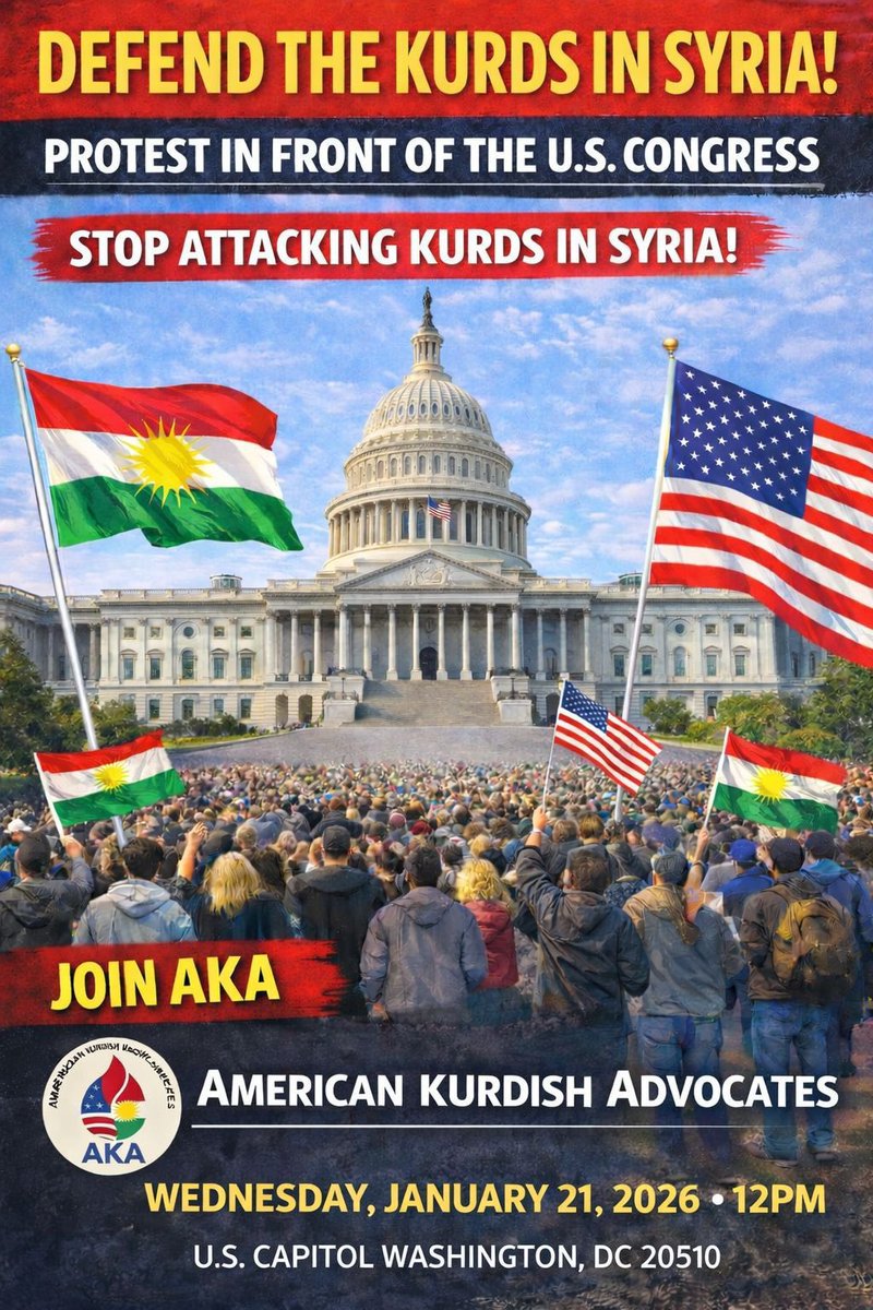 CALL TO ACTION

ROJAVA is in a fight for its life.

Protest, 12 PM ET, Wednesday, January 21, 2026, at the US Capitol Building, Washington DC.

The autonomous, democratic, secular, US-allied region of Syria is being attacked by the jihadists who now run the Syrian government.