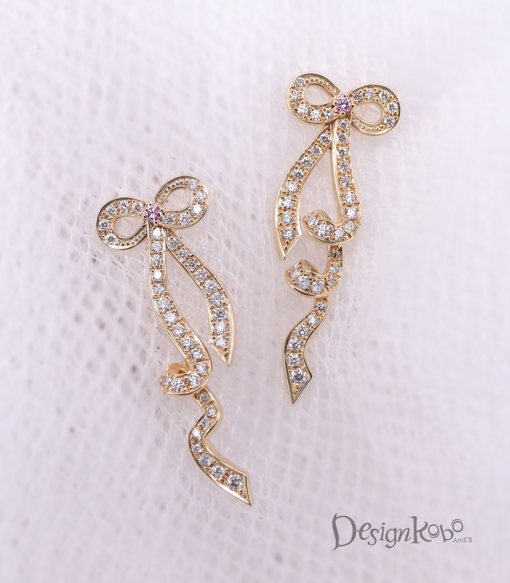 お客様オーダー品 K18YG ダイヤモンド/ピンクダイヤモンドピアス 記念