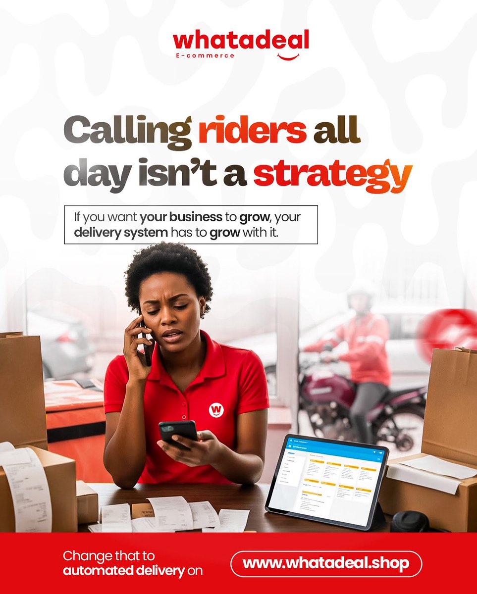 whatadealcom's tweet photo. Every order comes with a phone call.
Every delivery comes with stress.
And suddenly, growth feels like a problem instead of progress.
Calling riders all day isn't a strategy.
Automated delivery is.
That's why smart businesses create their websites with https://t.co/pn7MxRECS6 https://t.co/mUCrBUfVlx
