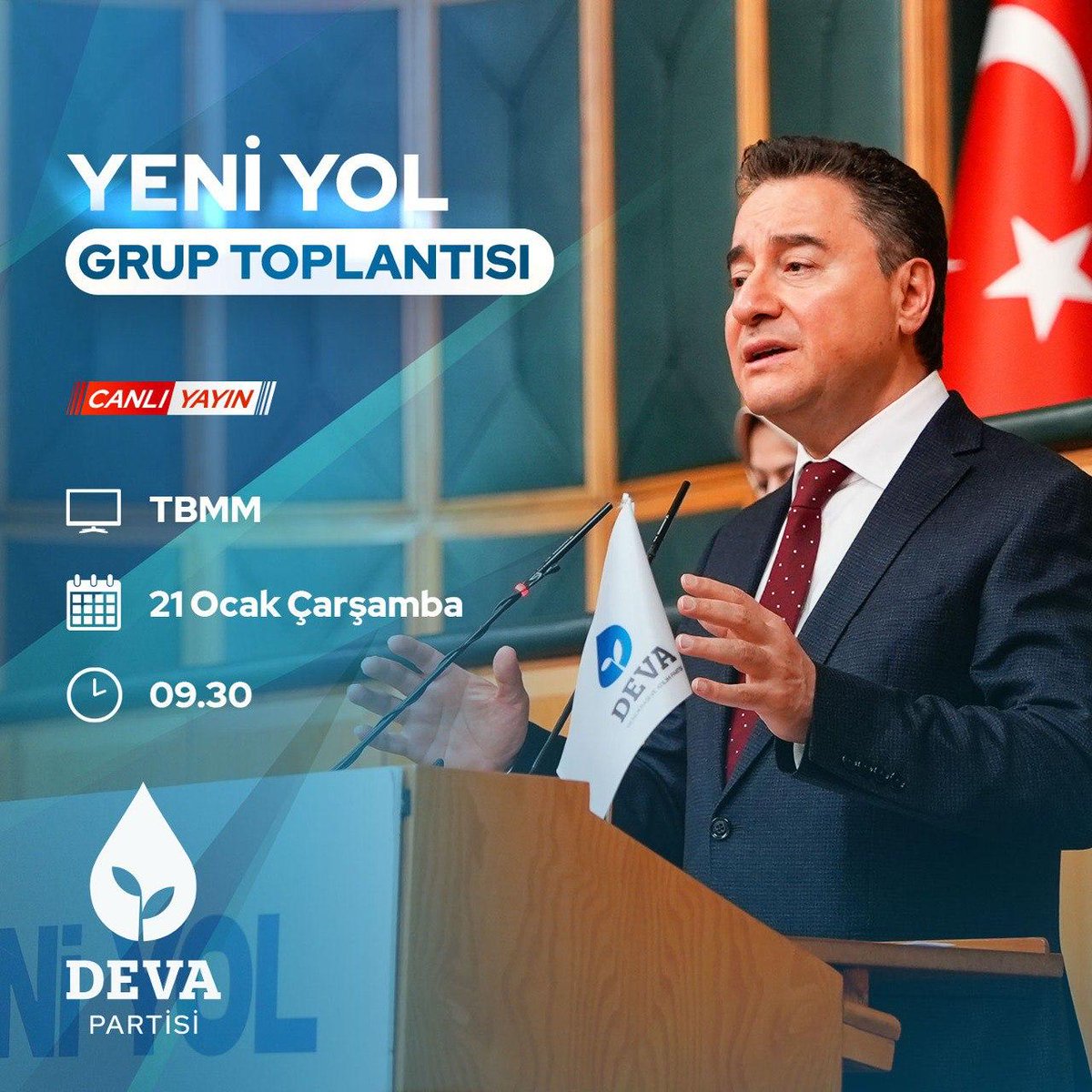 devapartisi's tweet photo. Genel Başkanımız Ali Babacan, yarın saat 9.30’da Türkiye Büyük Millet Meclisi'nde Yeni Yol Grup Toplantısı’nda konuşma yapacaktır.

Genel Başkanımızın açıklamalarını sosyal medya hesaplarımızdan takip edebilirsiniz. https://t.co/5eEnbuB5hP
